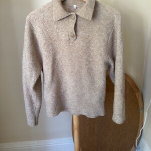 Muji Cozy Collared Knit Sweater in Beige